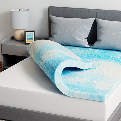Novilla Memory Foam Mattress Topper - 2 Inch Cooling Gel Infused for Soft Comfort | Perfect for RV, Camper, Dorm Room