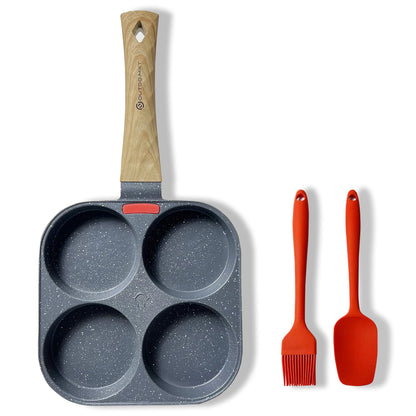OUTDO.MXT Egg Pan Omelette Pan 4 Cup Nonstick Breakfast Pancake Maker Fried Egg Cooker Eggs Pan Pancake Pan Egg Frying Pan Kitchen Cooking Tool Suitable for Gas Stove Electric Induction Cookware