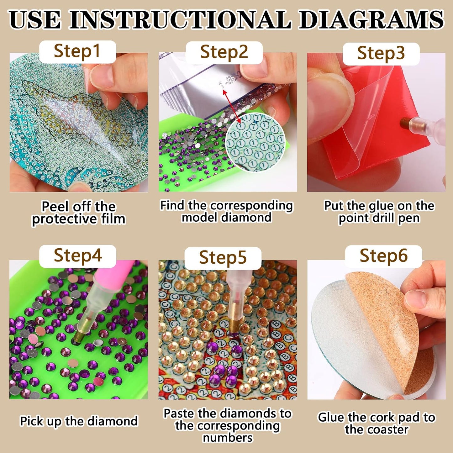 Axquilon Birds Diamond Art Coasters Kit for Adults, 8 Pcs Diamond Painting Coasters Kit with Holder, DIY Non Slip Art Supplies 4x4in