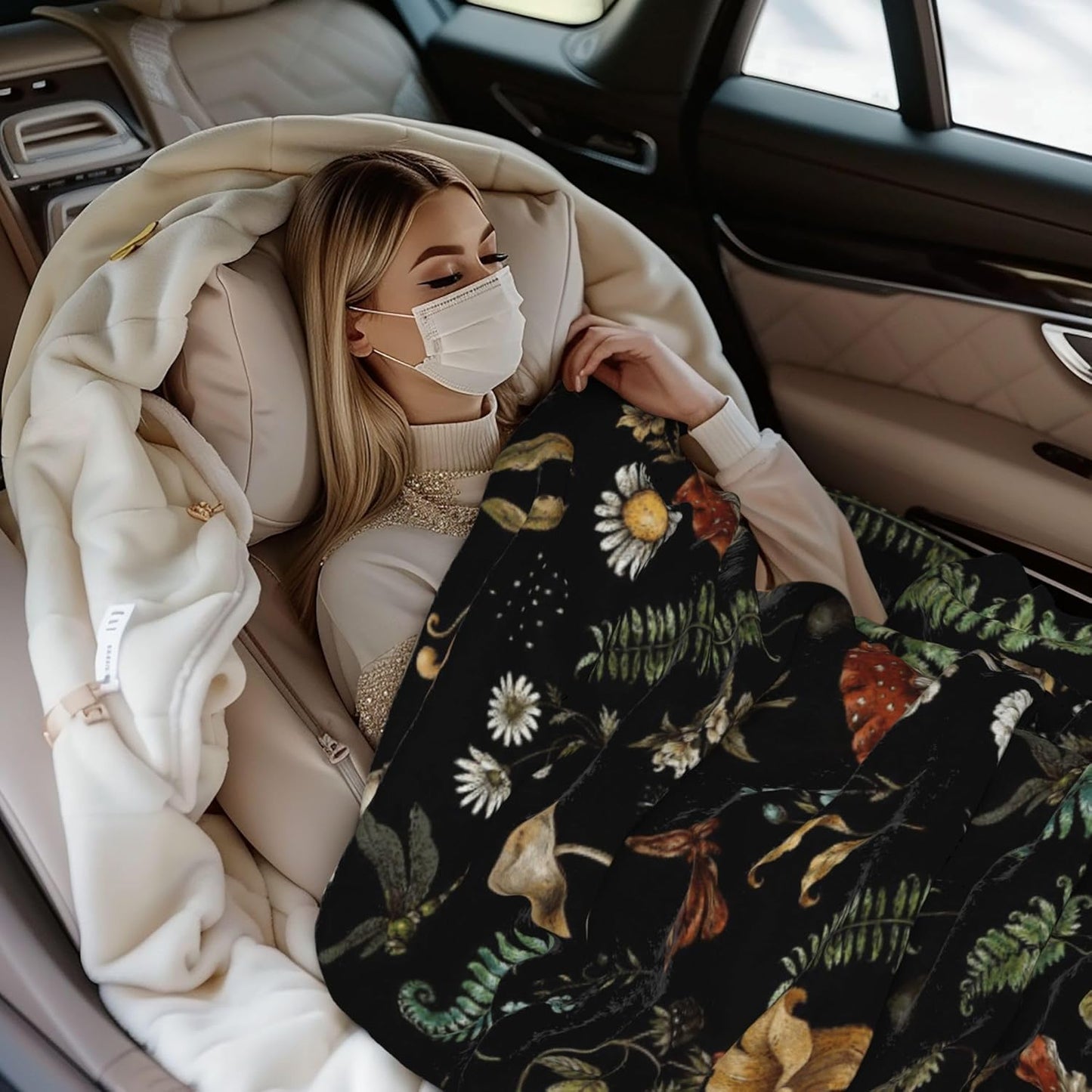 320gsm Cozy (80"x60") Mushrooms Throw Blanket, Fluffy Soft Warm Plush Lightweight Decorative Blanket Gifts for Women