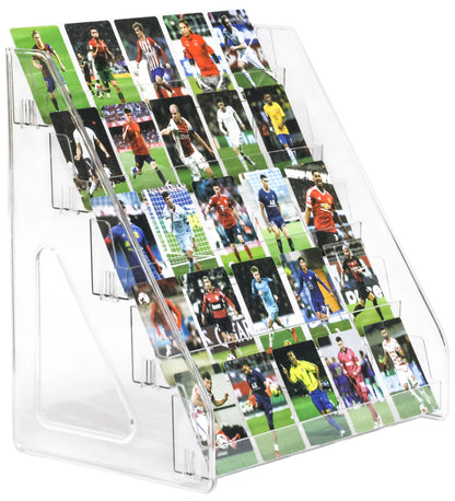 5 Tier Card Stand, 2 Pack Clear Card Display for Greeting Cards, Postcards, Stickers,Sports Cards,Trading Card,Tiered display rack,Retail Photos Shelf for Vendors Craft Collection Show (2Pack-5Tier)