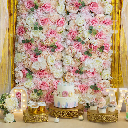 GOUZIBHD Artificial Flower Wall Panels 16 X 24 in, Faux Flower Wall Mat, 3D Silk Floral Backdrop, Rose Floral Panels for Wedding Party Event Photo Backdrop Wall Decor(Size:12PCS)