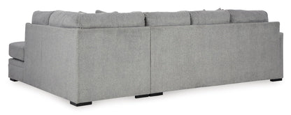 Signature Design by Ashley Casselbury Casual Right-Arm Facing 2-Piece Sectional with Chaise, Loose Seat Cushions and 4 Throw Pillows, Light Gray