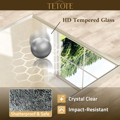 TETOTE Brushed Nickel Bathroom Vanity Mirror 48" x 36" Beveled Framed Bathroom Wall Mirror for Over Sink Brushed Nickel, Tempered Glass, Modern Farmhouse Bedroom, Entryway, Living Room