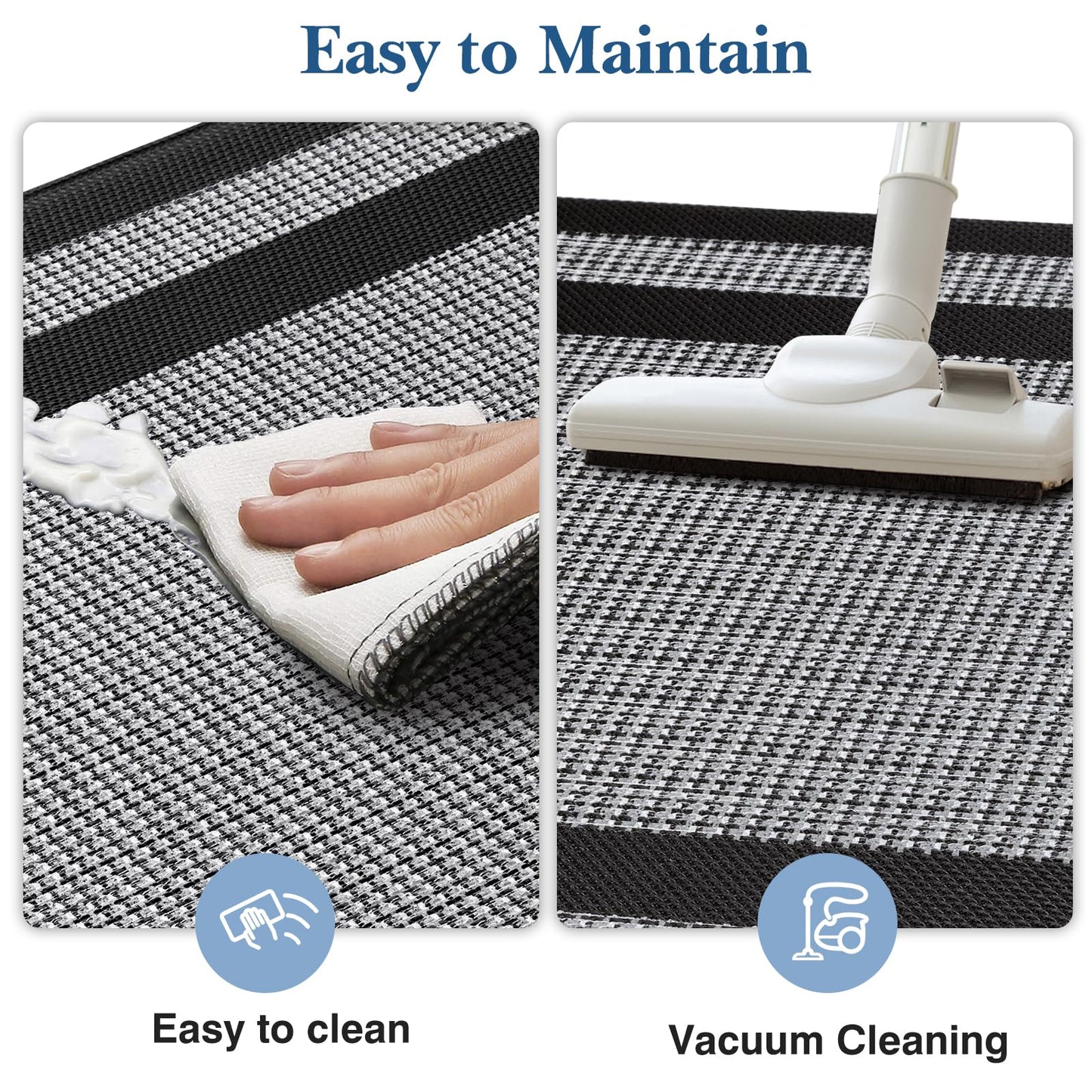 LuxStep Kitchen Mats [2 PCS] Cushioned Kitchen Rugs Anti-Fatigue Floor Comfort Mat,Non-Slip Standing Desk Mat,Waterproof Kitchen Rug Set for Kitchen,Floor,Office,Classic Black
