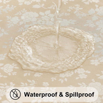 smiry Waterproof Vinyl Tablecloth, Rectangle Heavy Duty Table Cloth, Wipeable Table Cover for Kitchen and Dining Room (Beige, 60" X 84")