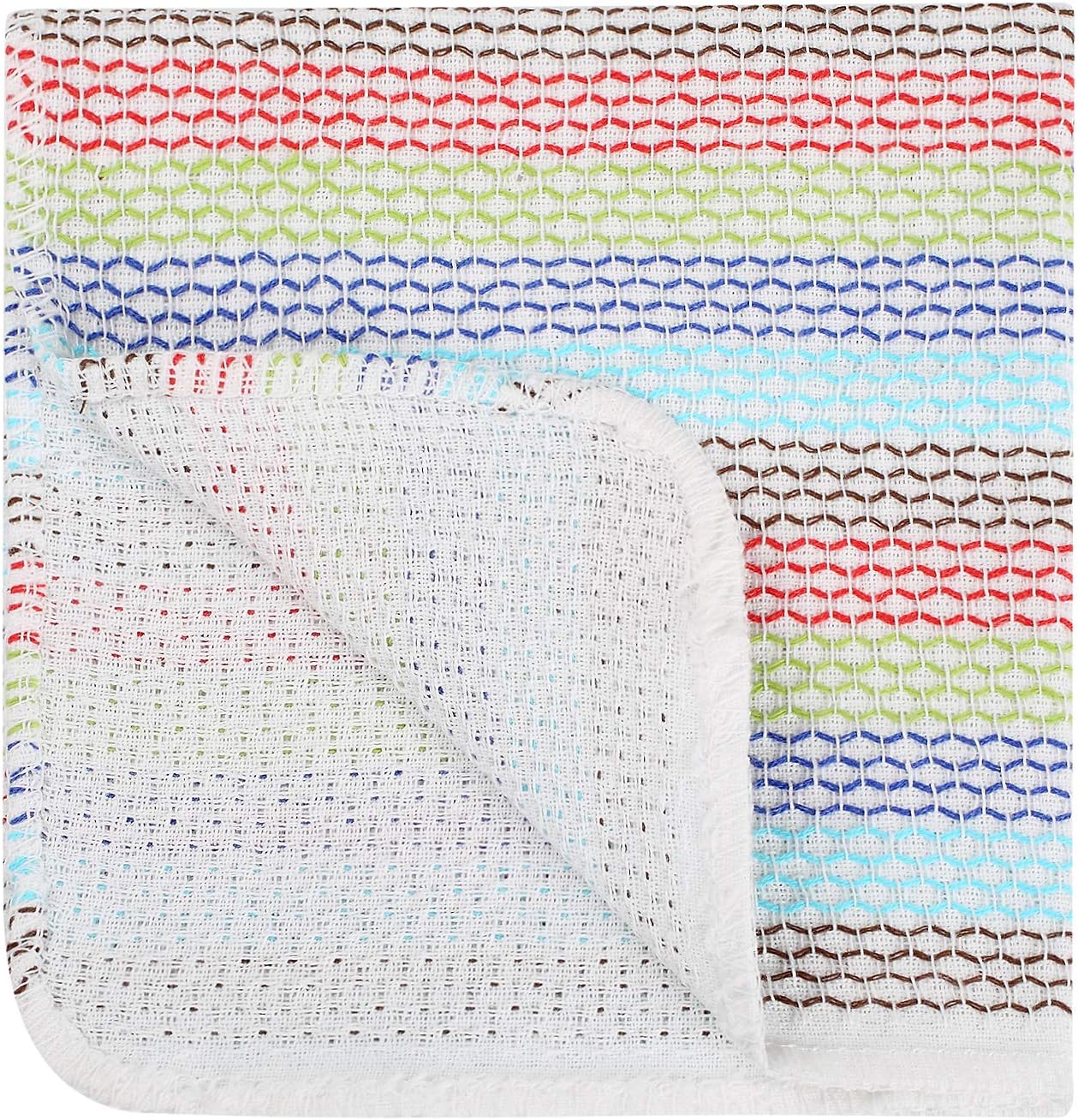 Kitchen Dish Cloths 100% Cotton Tea Towels, Soft and Absorbent, Machine Washable Set of 8 Multi Colors