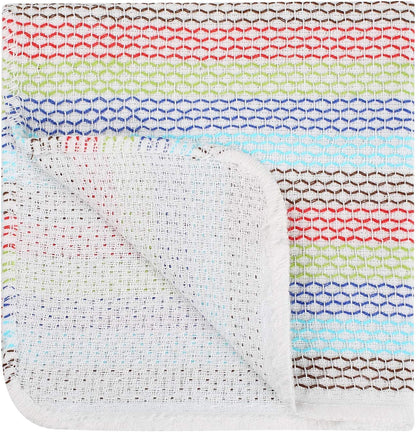 Kitchen Dish Cloths 100% Cotton Tea Towels, Soft and Absorbent, Machine Washable Set of 8 Multi Colors