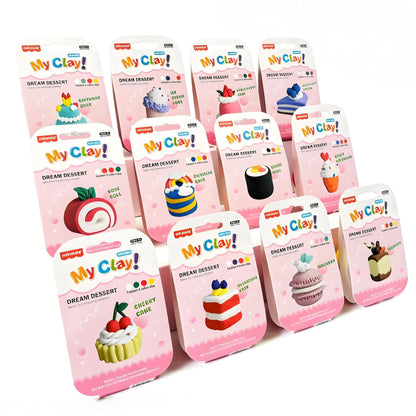 Air Dry Clay Dessert Kit for Kids – 12 Mini Dessert DIY Crafts with Tools, Birthday Cake & Ice Cream Pretend Food, Non -Toxic Arts & Crafts Gift for Girls & Boys Ages 5+