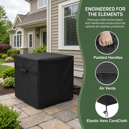 Ailelan Winter Air Conditioner Covers for Outside Units - 34 x 34 x 30 inches Water Resistant AC Unit Covers Outdoor - American Standard Furniture Universal Cover (Square) - Black