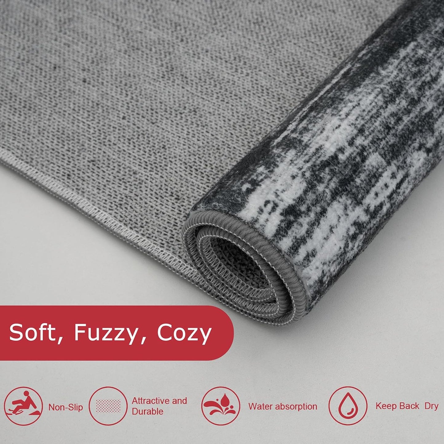 KOZYFLY Modern Abstract Kitchen Runner Rug, 2x5 Washable Non-Slip Soft Striped Carpet for Entryway, Bathroom, Laundry