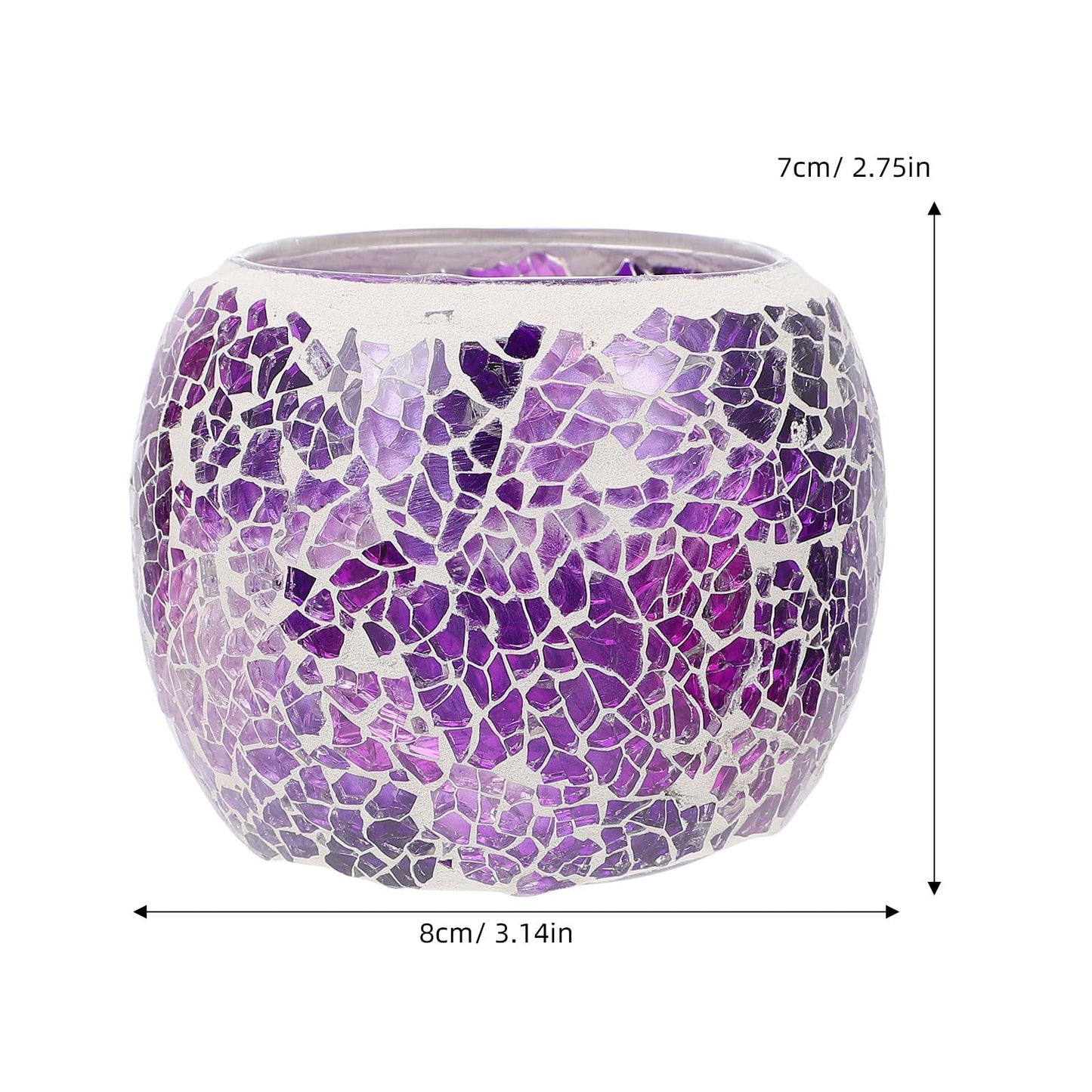 Generic European Style Purple Mosaic Glass Candleholder, Decorative Table Candlestick for Romantic Dinner, Home and Bar Dining Centerpiece