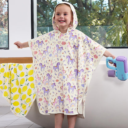 2-6, 25.5" 25.5", babee Reshinee Bamboo Viscose Hooded Bath Towels for Toddler Girls Kids Age Measures x Soft Bathrobe