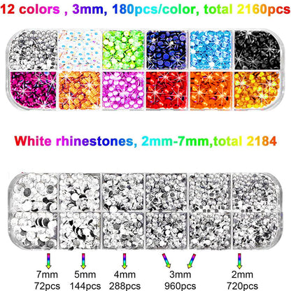 GGLTECK Hotfix Applicator Rhinestones, DIY Hot Fix Rhinestone Applicator Wand Setter Tool Kit with 7 Different Sizes Tips, Tweezers & Brush Cleaning kit and 2 Pack Hot-Fix Crystal Rhinestones