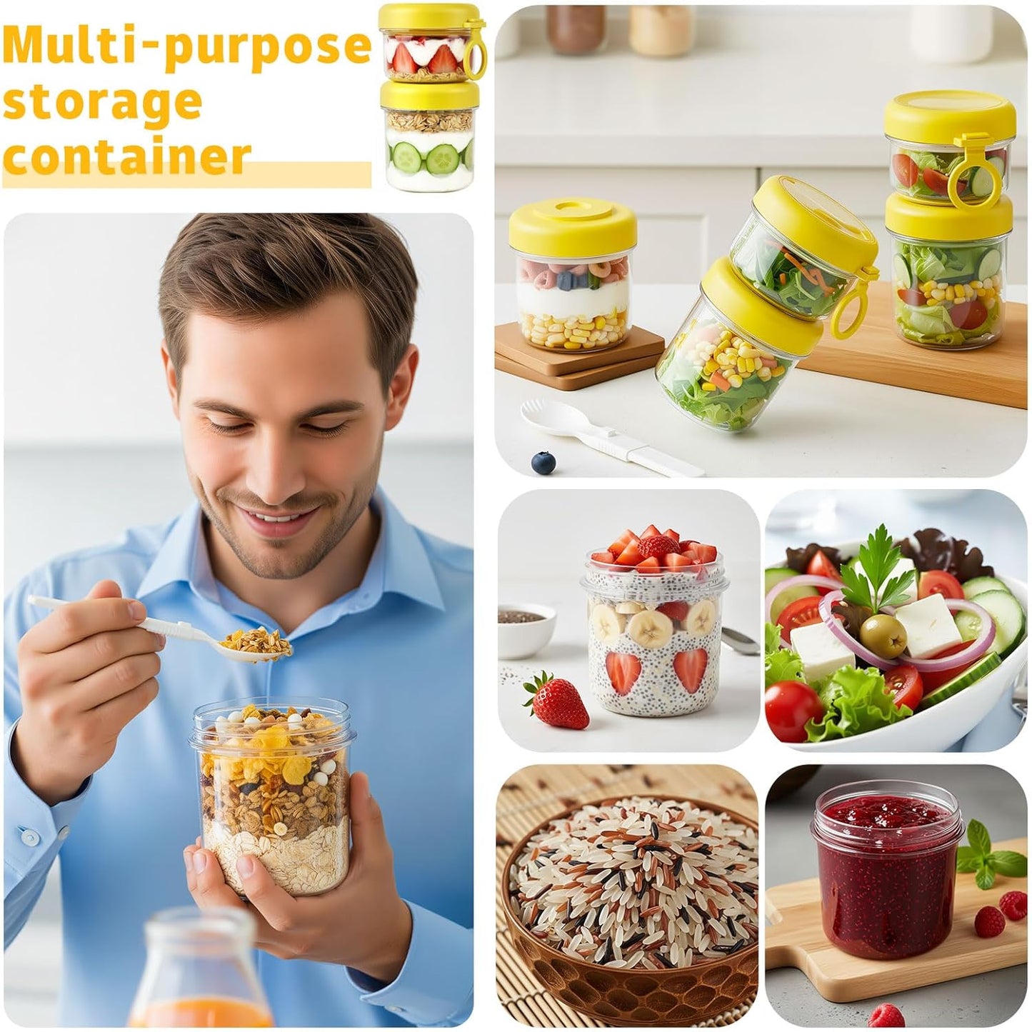 LKTKJDS 26 oz 100% On the Go Yogurt Parfait Snack Cup with Spoon & Lid, Leak Proof Granola Holder for To Go Breakfast