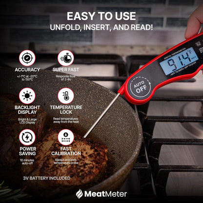 Digital Meat Thermometer for Grill/Cooking, Fast Instant Read Waterproof Probe with Backlight for Kitchen, BBQ