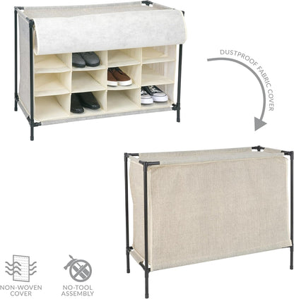 16 Closet Simplify Pair Shoe Rack with Cover | Stackable | Storage & Organization | | Bedroom | Entryway | Beige