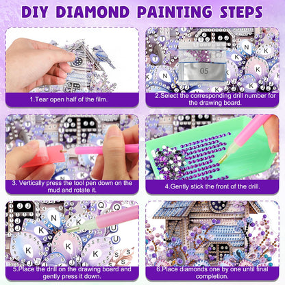 DOMROM Bird House Diamond Art Hanging Kits for Adults, Special Shaped Diamond Painting, Crystal Art Suncatchers Ornament, Rhinestone Decor for Home Garden Window Wall Decor