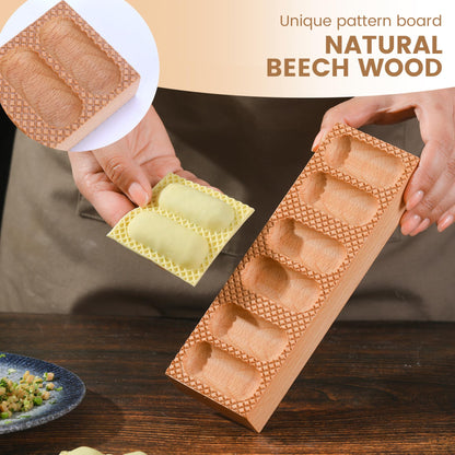 Wood Pasta Ravioli Board 2 in 1 Wooden Doppio Ravioli Mold Maker Stuffed Pappardelle Maker Reversible Ravioletti Moulds Press Wood Pasta Raviolini Maker Handmade Italian Fresh Pasta Making Board Tray