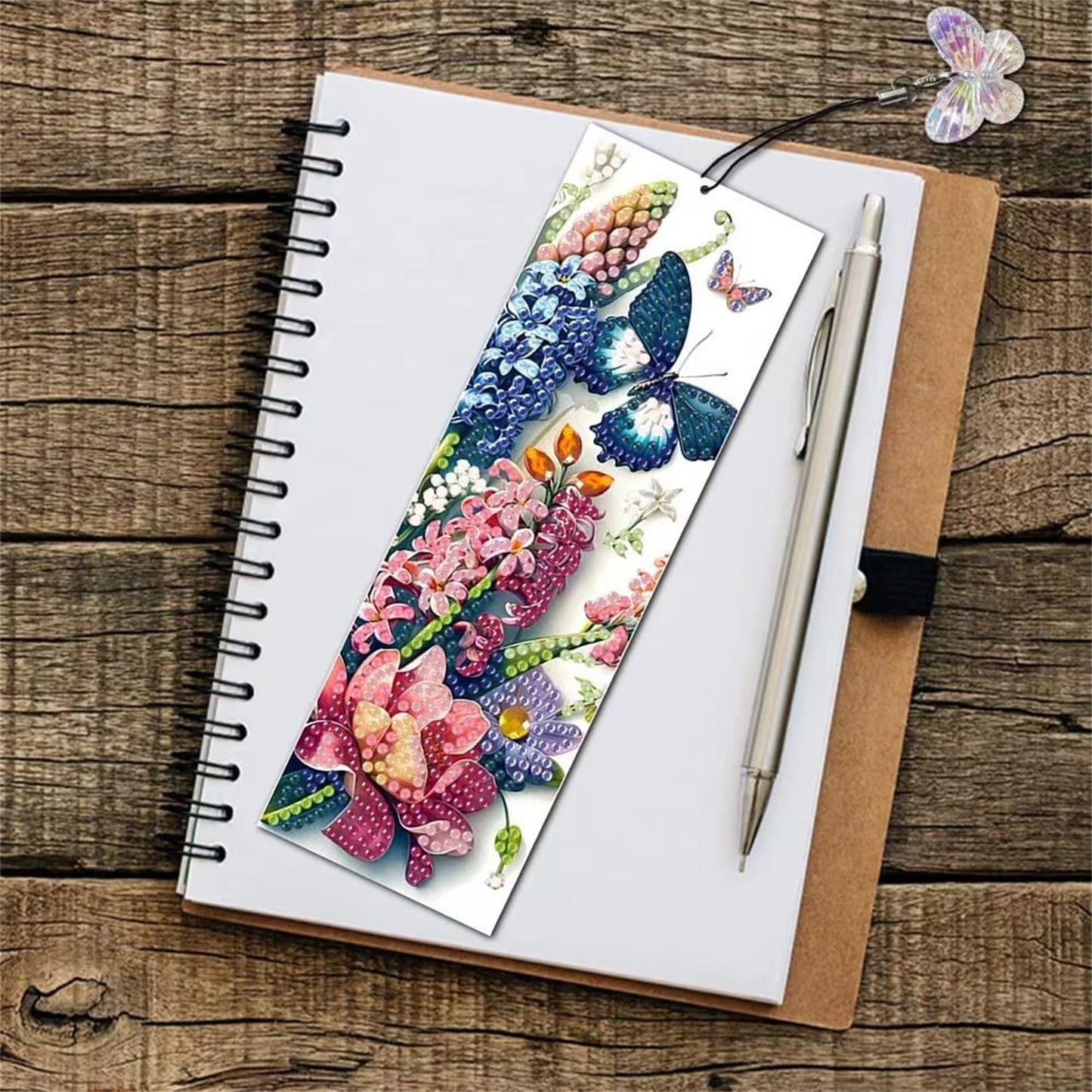 4pcs Butterfly Diamond Art Bookmarks,Flowers Diamond Painting Bookmark Kits for Adult,DIY Gem Art Small Crafts with Rhinestone Tassel,Paint by Diamonds for Birthday Reader Gifts(Butterfly02)