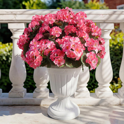 Apexion Artificial Geranium Flowers for Outdoors, 6 pcs Silk Geraniums Fake Flowers UV Resistant Faux Plants for Front Door Garden Porch Planter Decoration (Pink)