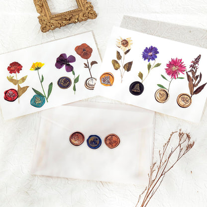 RISYPISY 320PCS Pre-Cut Floral Stickers Set Small Flower Decal Journal Stickers PET Flower Sticker for Adult Card Making Letters DIY, Double Blade Line-Easy to Peel