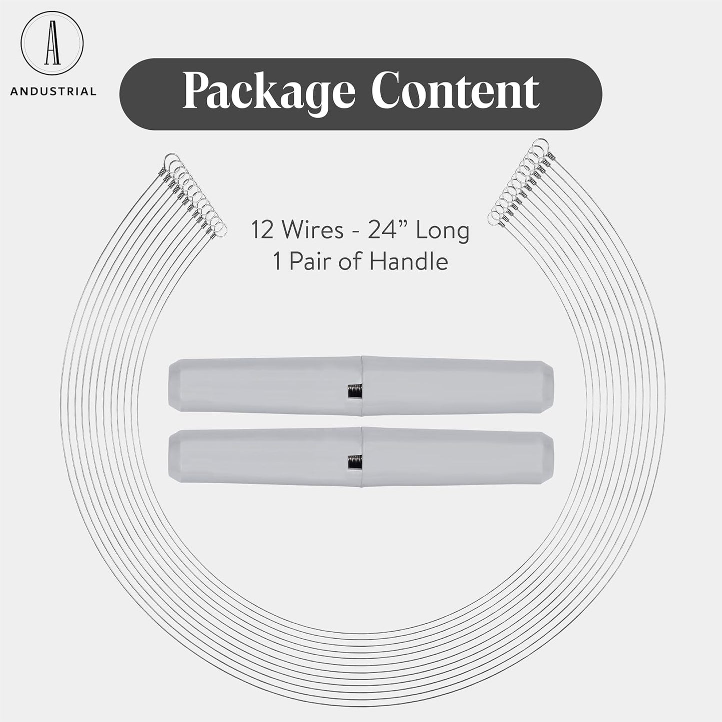 12 24" 1 ANDUSTRIAL Stainless Steel Cheese Cutting Replacement Wires For Soft and Hard Cheese - Easy to Use and Clean