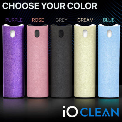 Mini Screen Cleaner Spray – Finger Proof Screen Cleaner for Smartphones, iPads, MacBooks, Laptops, Car Screens, Touchscreens – 3 in1 Mist Cleaner, Microfiber Cloth and Protective Cover (Grey)