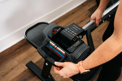 PowerBlock Sport 24 Adjustable Dumbbells, Sold in Pairs, 3-24 lb. Dumbbells, Durable Steel Build, Innovative At Home Workout Equipment, All-in-One Exercise Product, Strength Training, Blue