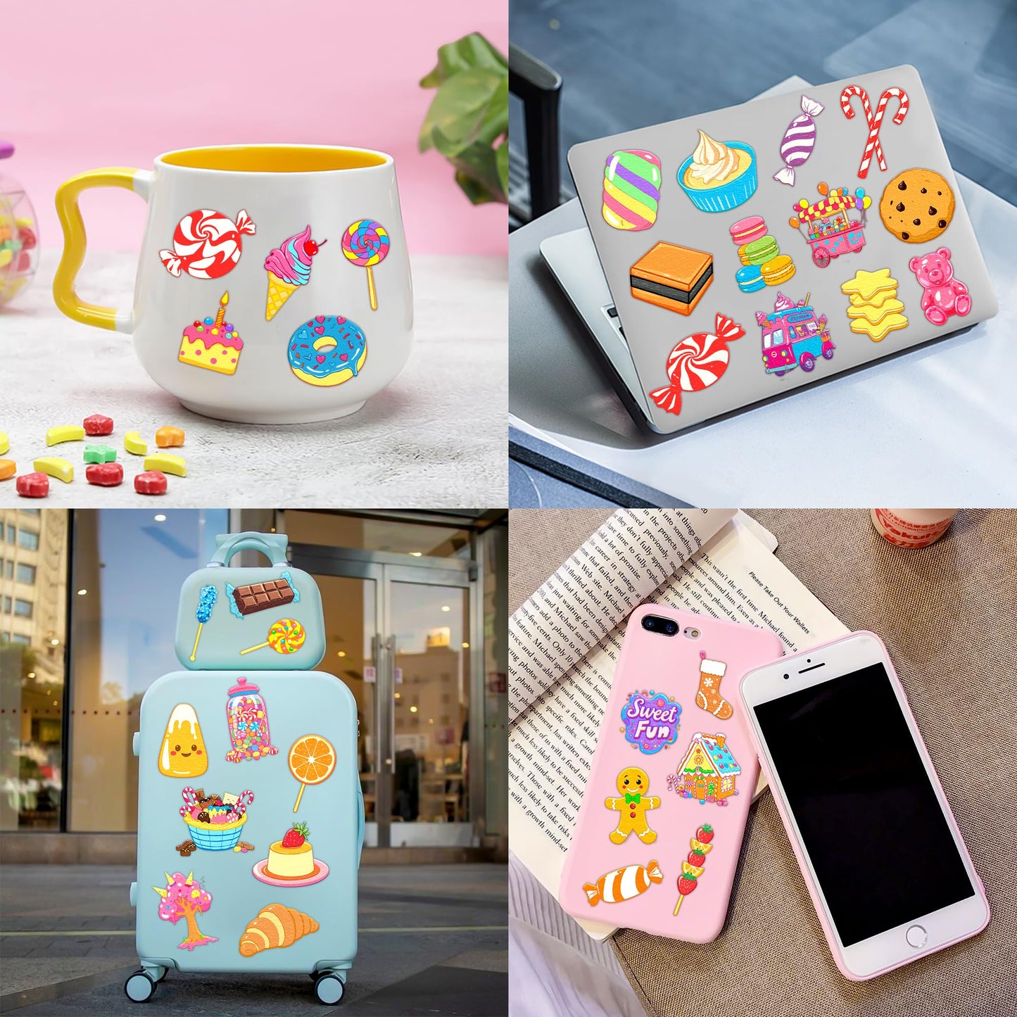 96 PCS Pre-Cut Candy Temporary Tattoos for Kids Birthday Party Favors