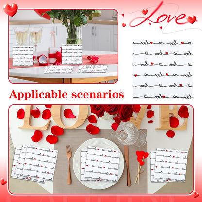 Feifeiya 60 Pcs Valentines Heart Cocktail Paper Napkins 6.5 x 6.5 Inches Love Heart Disposable Paper Napkins for Decoupage Dessert Beverage Tissue for Wedding Anniversary Party Tableware Party Supplie