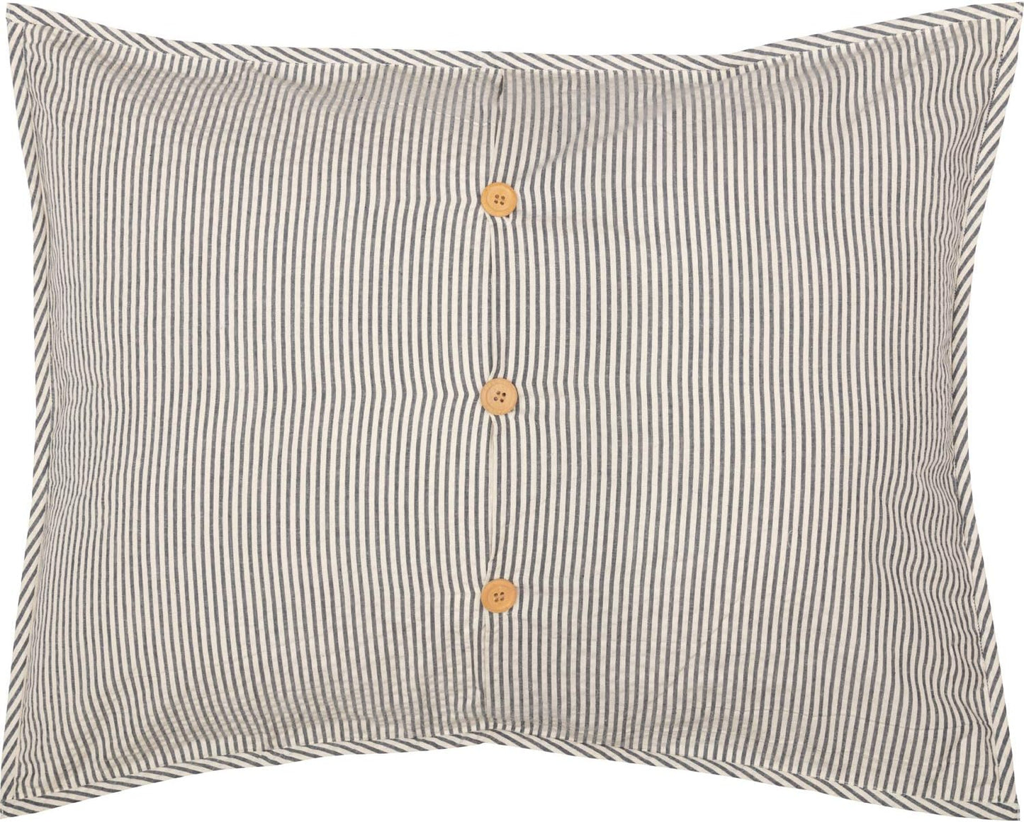 VHC Brands Hatteras Seersucker Blue Ticking Stripe Standard Sham, 21x27