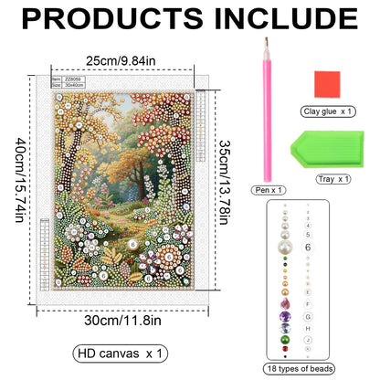 antor DIY Pearl Diamond Painting Kit Garden Landscape Design, Pearl Diamond Art Kits for Adults Beginners, Special Shaped Crystal Rhinestones Painting Kits for Home Wall Decor, 11.81×15.75 Inch