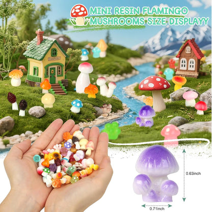 WEIZEW 200pcs Mini Mushrooms Tiny Resin Mushrooms Miniature Little Small Mushroom Figures Bulk for for Micro Fairy