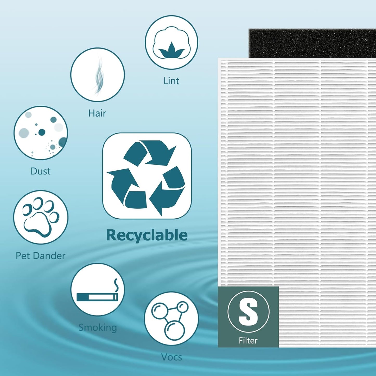 Improvedhand C545 Replacement Filter S for Winix C545 Air Purifier, 2 Pack H13 True Filter and 8 Activated Carbon