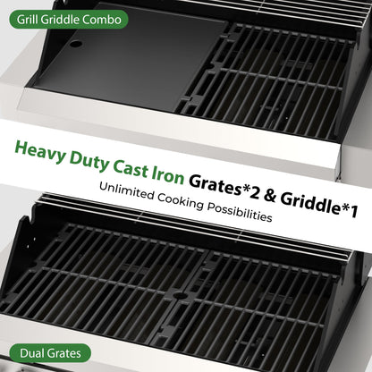 Brand-Man Gas Grill Built-In Head, 30-Inch 4-Burner Propane Grill, Natural Gas Convertible, Heavy Duty 304 Stainless Steel 40,000BTUs BBQ Island Outdoor Kitchen