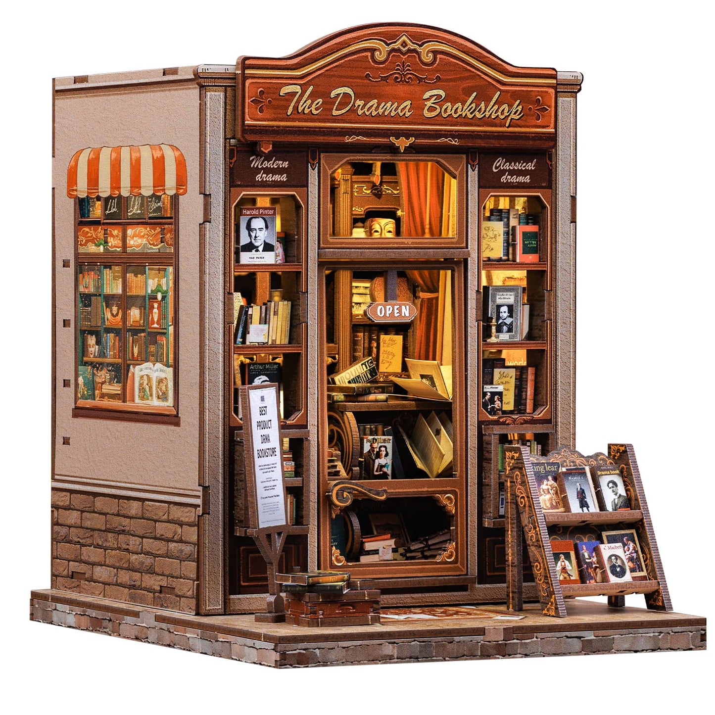CUTEBEE Book Nook Kit - DIY Miniature House Dollhouse Kit for Adults and Teens, Booknook Tiny House Bookshelf Decor 3D Wooden Puzzle, Gifts for Family Friends (Drama Bookshop)