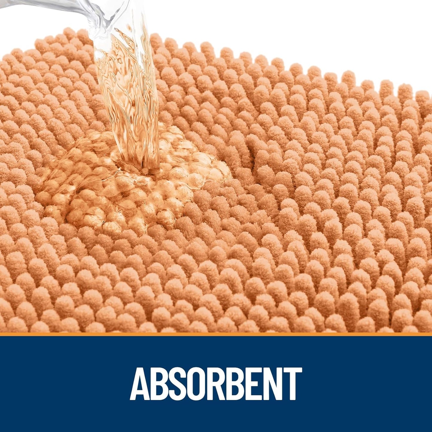 OLANLY Dog Door Mat - Absorbent Non-Slip Washable Chenille Mat for Muddy Paws | 70x24 Inches, Orange
