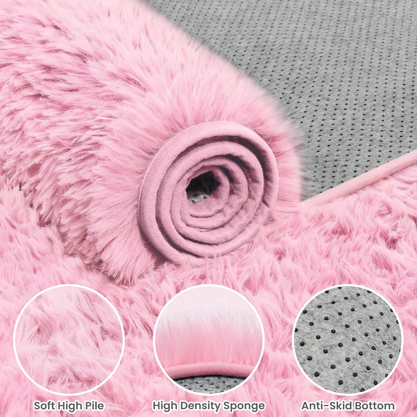 5x7 Area Rugs for Living Room Rug: Soft Fluffy Shag Light Pink Rugs for Bedroom, Non-Slip Large Fuzzy Plush Rug Indoor