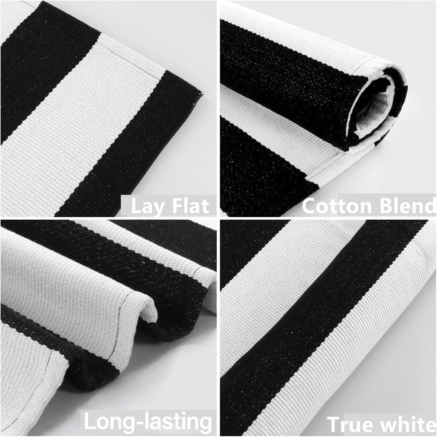 Seavish Black and White Striped Rug, 23.6" x 35.4" Christmas Welcome Mat for Front Door Porch