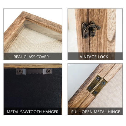 GraduatePro Shadow Box Frame 13x16 Display Case with Linen Back, Real Glass Window Door with Hinge, Picture Frame Wedding Bouquet Memorabilia Medals Photos Memory Box for Keepsakes, Carbonized Black