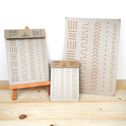 NAKLEO Painting Stencil for Crafts A5 5.9” x 8.3”, Mudcloth African Boho Pattern, Reusable Plastic DIY & Scrapbooking Drawing Template, Decoupage Art Home Decor, Wall Wood Fabric Furniture