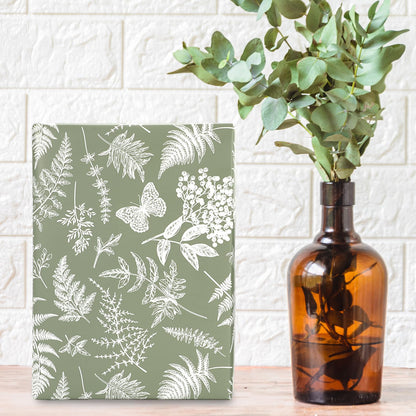 JarThenaAMCS Botanical Wrapping Paper - Mini Roll - 17 In x 32.8 Ft Sage Green Plant Leaves Gift Wrap Paper for DIY Art Crafts Wedding Birthday Holiday Party Supplies