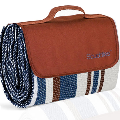 scuddles 60" x 60" Extra Large Outdoor Picnic Blanket – Waterproof, Foldable Travel Mat for Beach, Camping, Grass, Lawn, Park, Summers – Dual Layer, Soft Throw Rug Fits 4 Adults