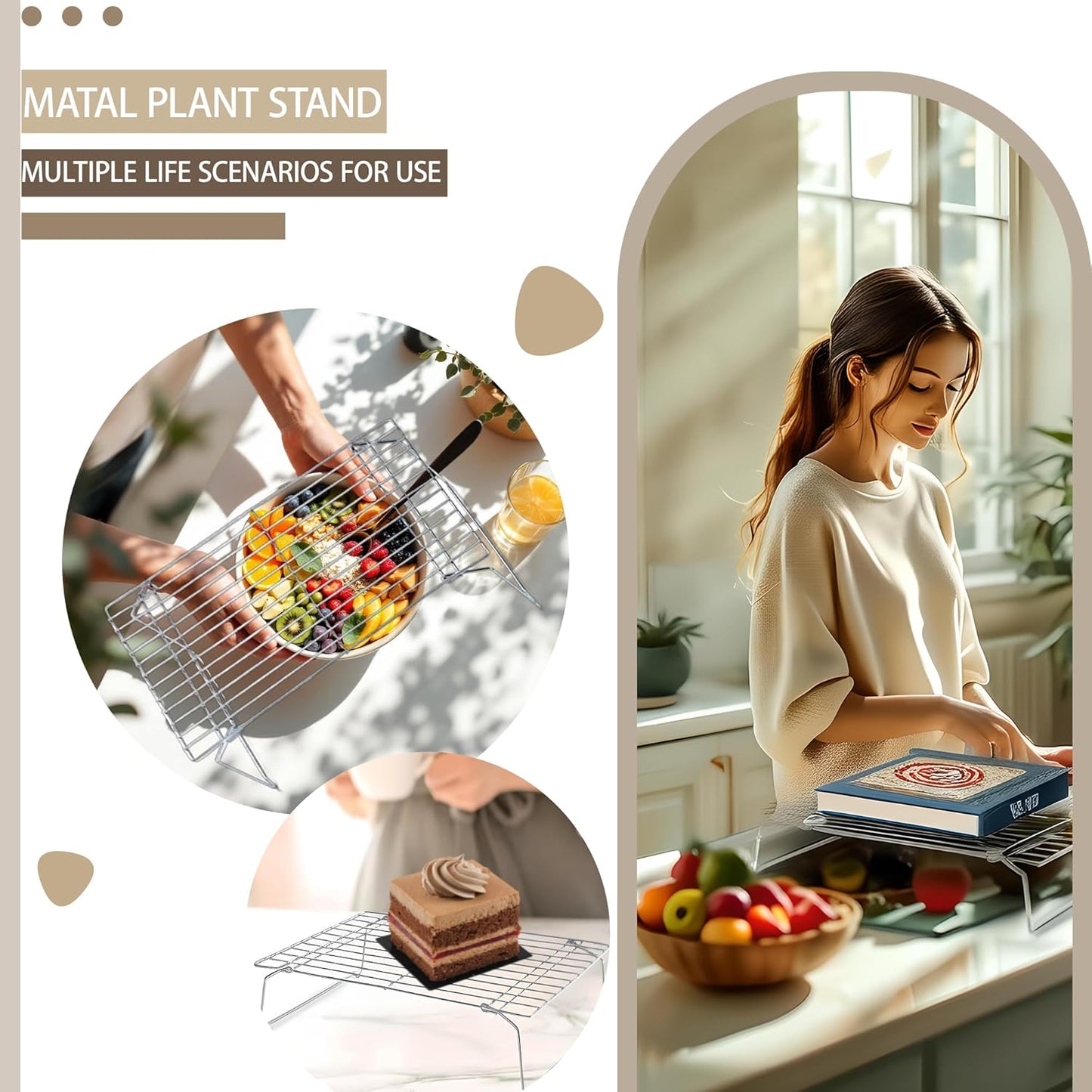 2-Tier 14 inch Sprouts Growing Rack Shelf, Metal Foldable Plant Stand for Sprouting Tray Indoor, Seed Starting Tray