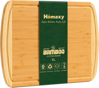 18x12.5" Homaxy Extra Large Bamboo Cutting Boards for Kitchen, Wood XL Cutting Board with Juice Groove, Butcher Block