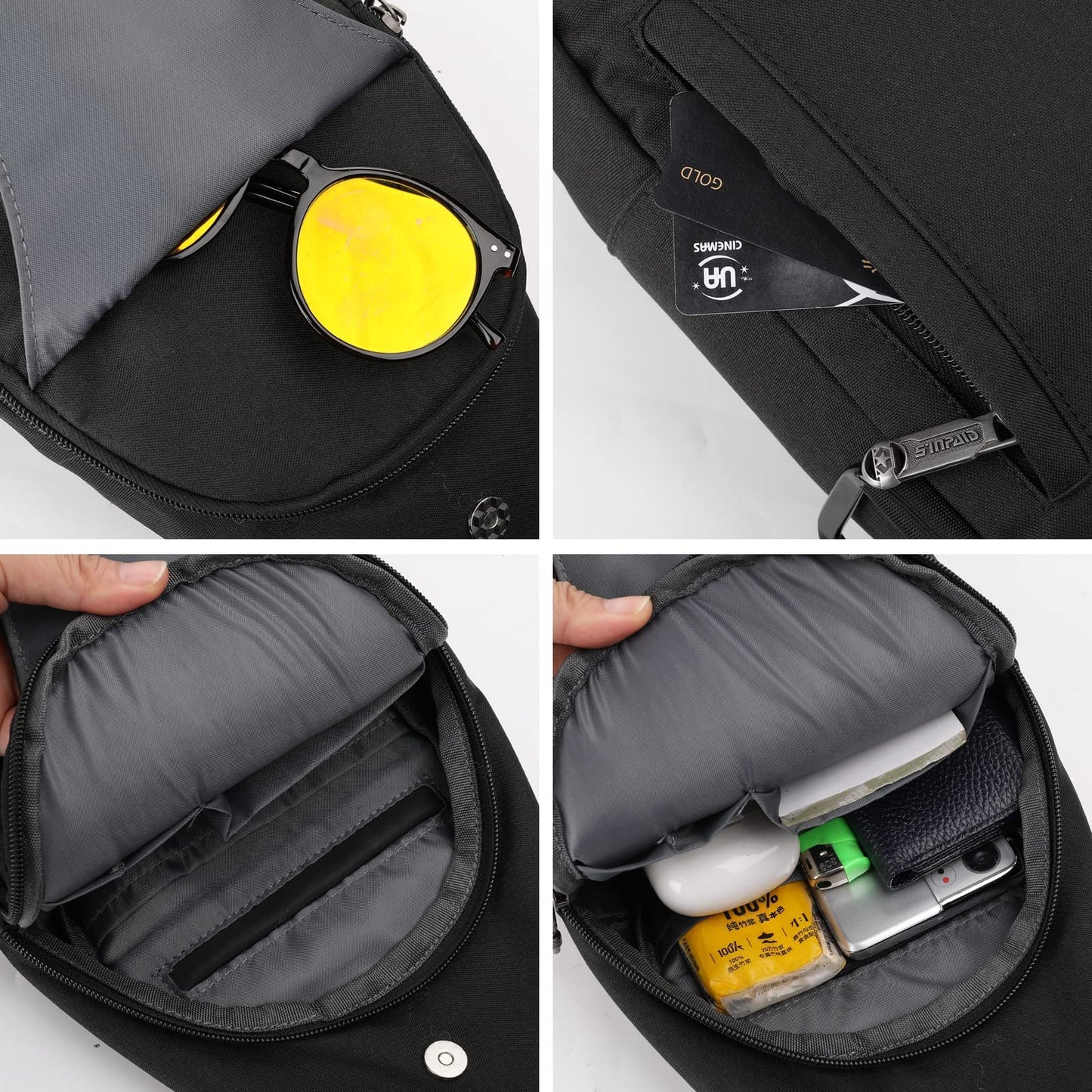 WATERFLY Small Crossbody Sling Backpack,Anti Theft Backpack for Traveling Mini Sling Purse Chest Bags for Men&Women Multipurpose Casual Daypack Hiking Shoulder Bag