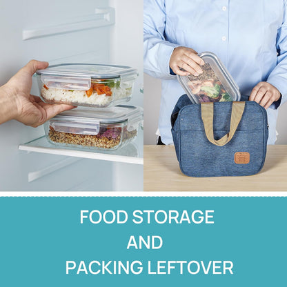 Vtopmart 22oz Glass Storage Containers - 5-Pack Meal Prep Set with Airtight Snap Lids | Microwave & Dishwasher Safe, Grey