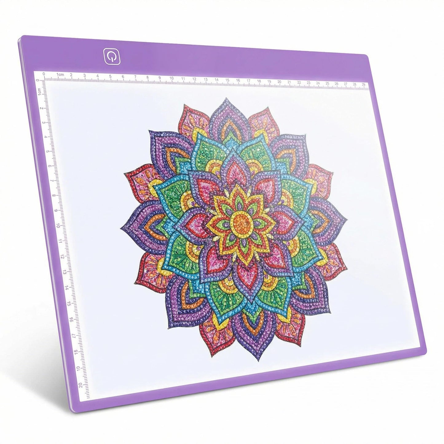 A4 Ultra-Thin LED Light Pad with Scale - 5000 Lux Stepless Dimmer Light Box for Diamond Painting, Tracing & Sketching - USB Powered Portable Light Table for Artists, Tattoos & Animation - Purple