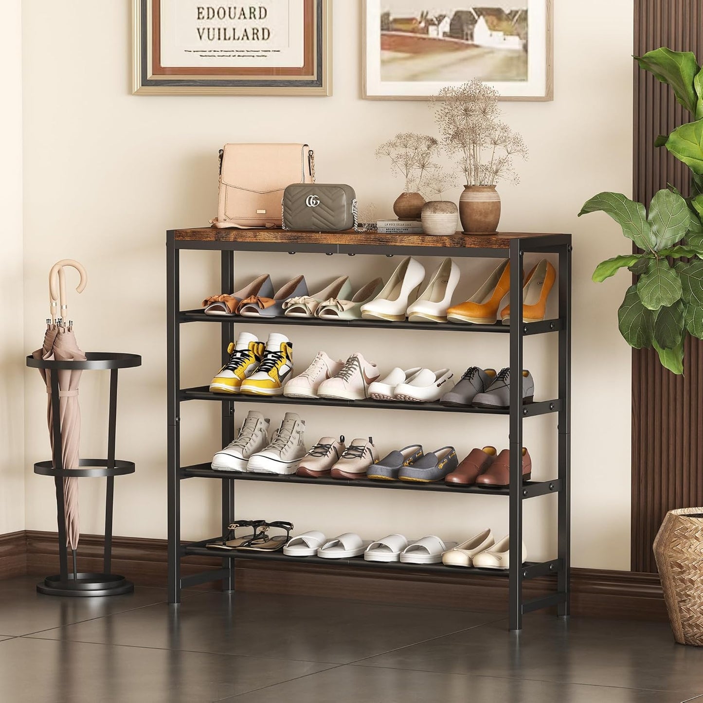 5-Tier 15-20 Homeiju Shoe Rack, Shoe Storage Shelf with MDF Top Board, Shoe Rack Organizer for Pairs of Shoes, Entryway